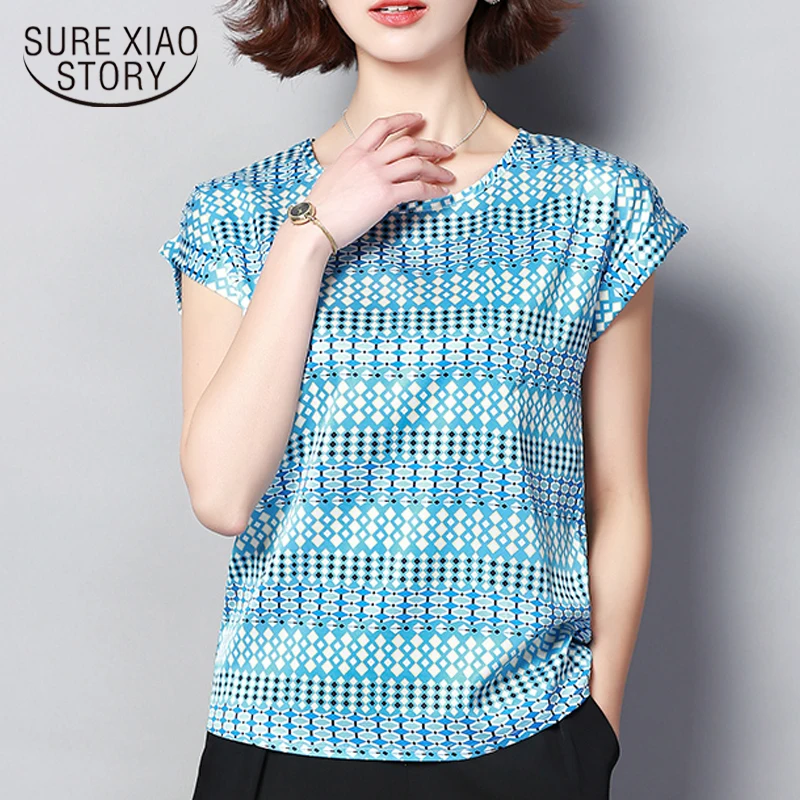 Blusas mujer de moda размера плюс женская блузка женская шифоновая блузка с коротким рукавом женские топы и блузки женские топы 3568 50