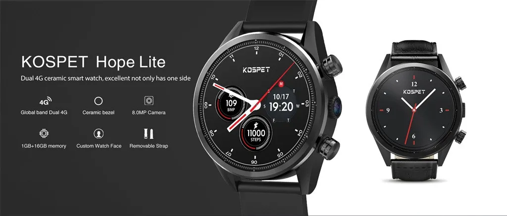Kospet Hope Lite 4G Smartwatch телефон 1,39 ''Android 7,1 MTK6739 четырехъядерный IP67