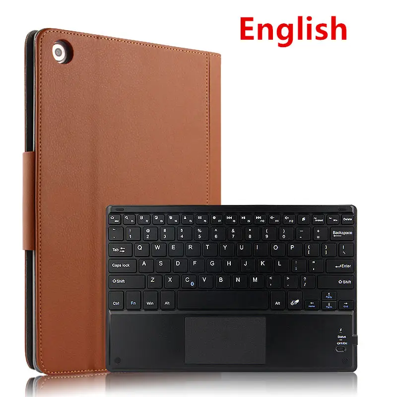 Чехол для huawei MediaPad M5 Lite 10, защитный чехол, защита клавиатуры Bluetooth из искусственной кожи BAH2-W09/L09/W19 10,", чехол для планшета - Цвет: brown English