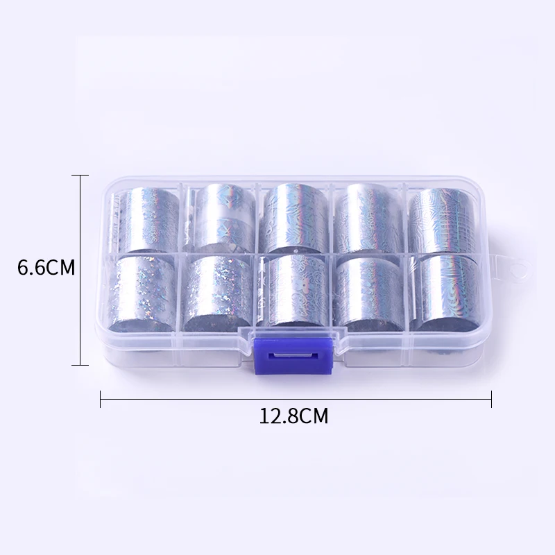 10 рулонов/коробка фольга для ногтей голографическая переводная наклейка