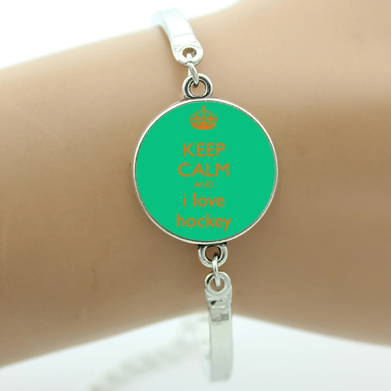 SP493 Tafree ювелирный бренд Keep Calm and love Хоккей браслет стекло кабошон купол поле хоккеист Подвески ювелирные браслеты SP481 - Окраска металла: SP493