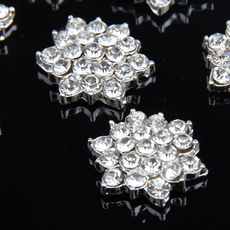 Оптовая продажа 100 шт./лот высокое качество 17 мм Серебристый сплав стразы кнопки