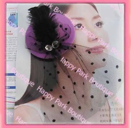 

Free shipping!! Wholesale 12pcs/lot Mini top hat hair clip Wedding hair accessory mix color