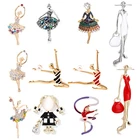 Модные броши в форме балерины для женщин, Разноцветные кристаллы, булавки для лацкана, фигурка, ювелирные изделия