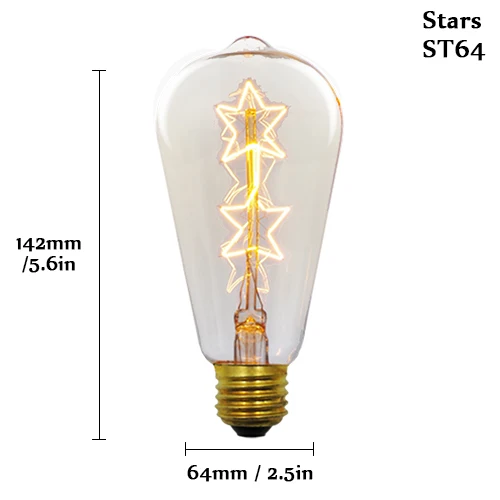 ST64 star 220V 4 шт./лот Эдисон лампы E27 220 В 40 Вт ST64 A19 T45 G80 G95 G125 накаливания свет лампы светильник ing ретро Edison LED светильник лампочка - Цвет: ST64 star 220V