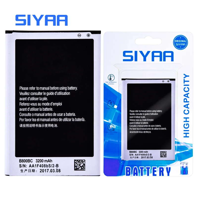 Оригинальный аккумулятор SIYAA B800BC для Samsung Galaxy Note3 N9000 N9005 N9006 Высокая емкость 3200 мАч