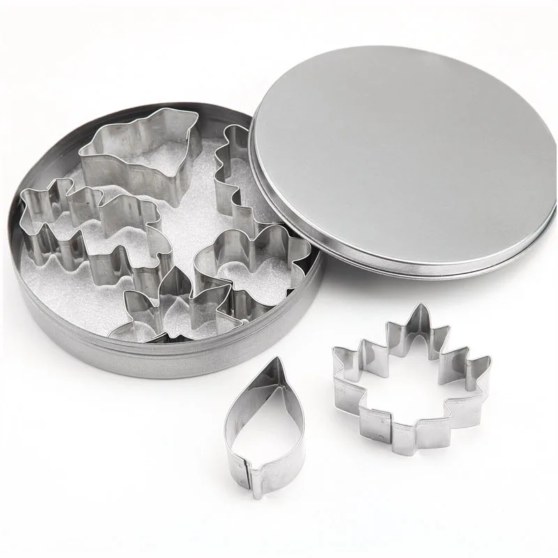 7 шт./компл. резаки для печенья в форме цветов и листьев из нержавеющей стали