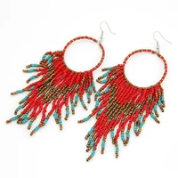meizhu european and american high end fashion bohemian style beads temperament tassel pendant earrings