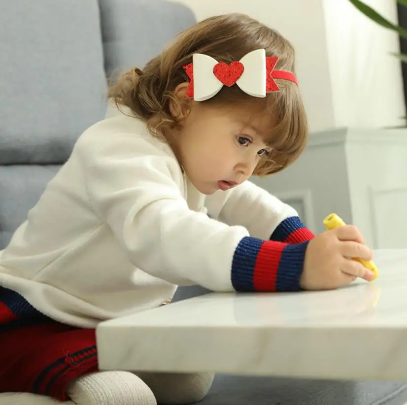 Банты для волос с блестящими сердцами и кроличьими ушами бабочка из