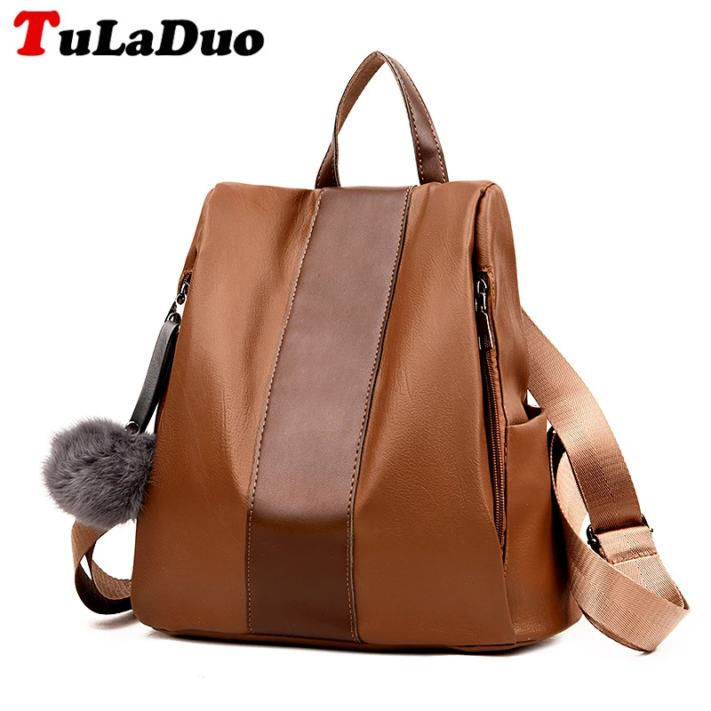 Новая мода Hairball Для женщин рюкзак для Обувь девочек кожа Рюкзаки Bolsas Mochila Feminina