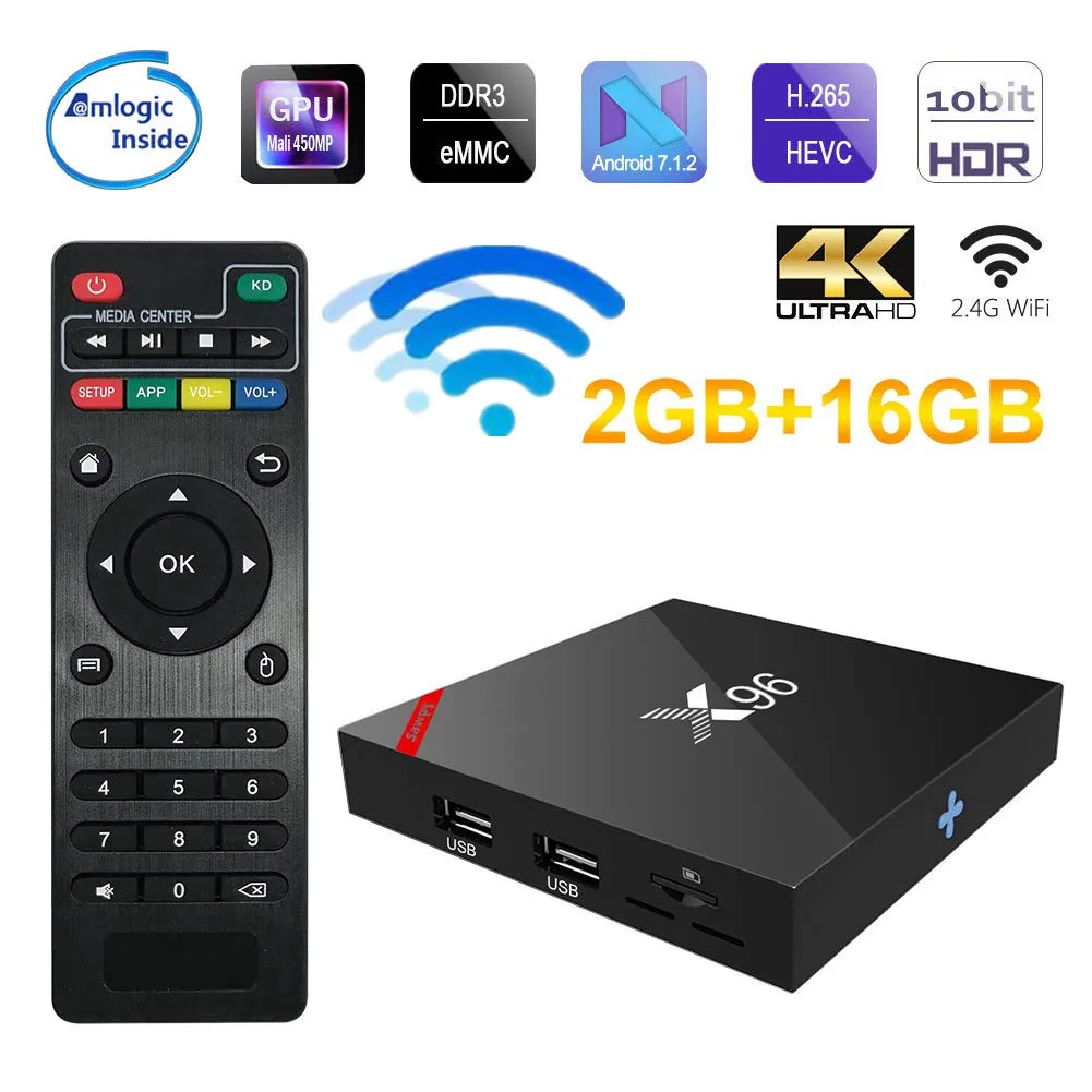 X96w tv box WiFi android 7.1 1GB 8GB Amlogic 2GB 16GB S905W tvbox Quad Core X96mini Media Player smart Set-top x96 | Электроника