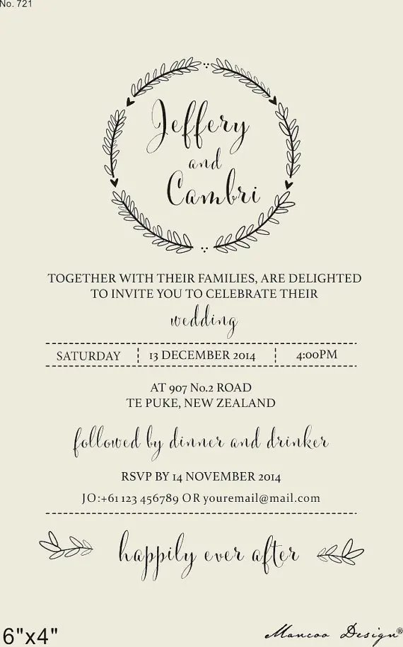 Пользовательские приглашения свадьба штамп Свадебные на заказ DIY свадебная