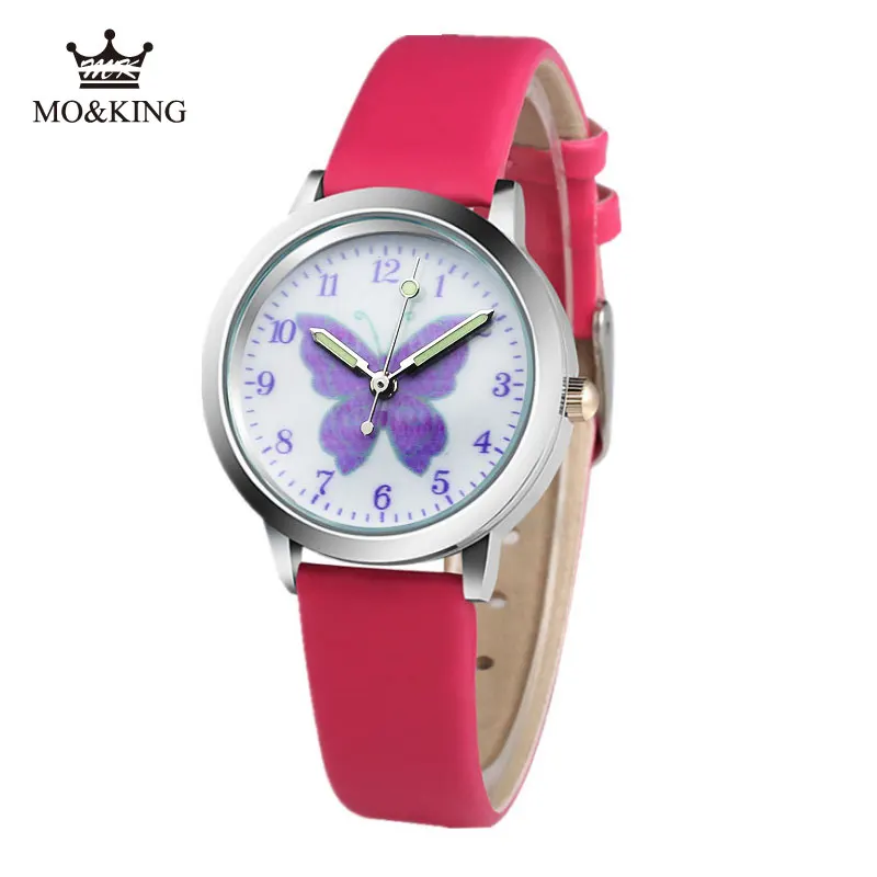 2018 New relojes Cartoon Children Watch Purple butterfly Watches Fashion Kids Cute rubber Leather quartz Girl boy A1 | Наручные часы