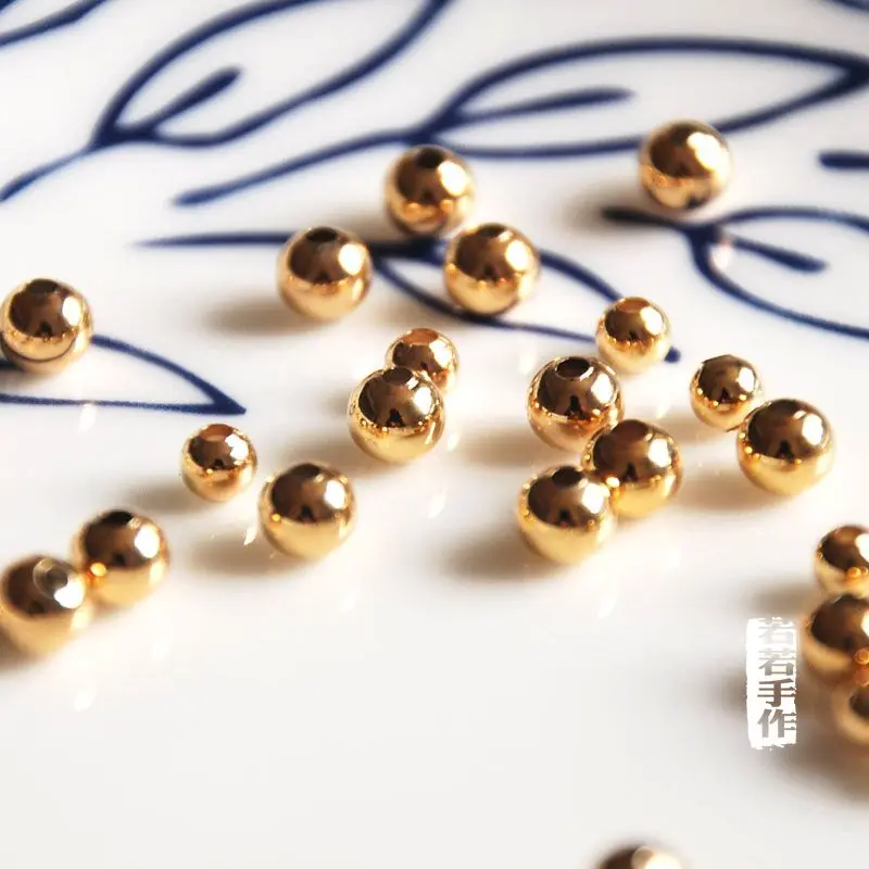 10 шт./лот круглые бусины золотого цвета для самостоятельного изготовления