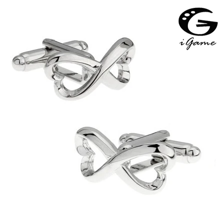 

iGame Designer Cuff Links For Men Silver Color Brass Material Bow Design Free Shipping