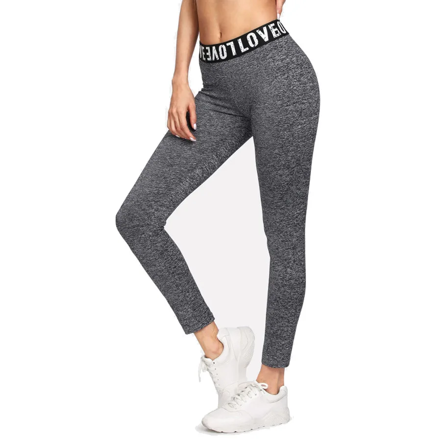 

2020 Newest Women Workout Pants Casual Leggings Ladies Fitness Stretch Trousers Black Letter