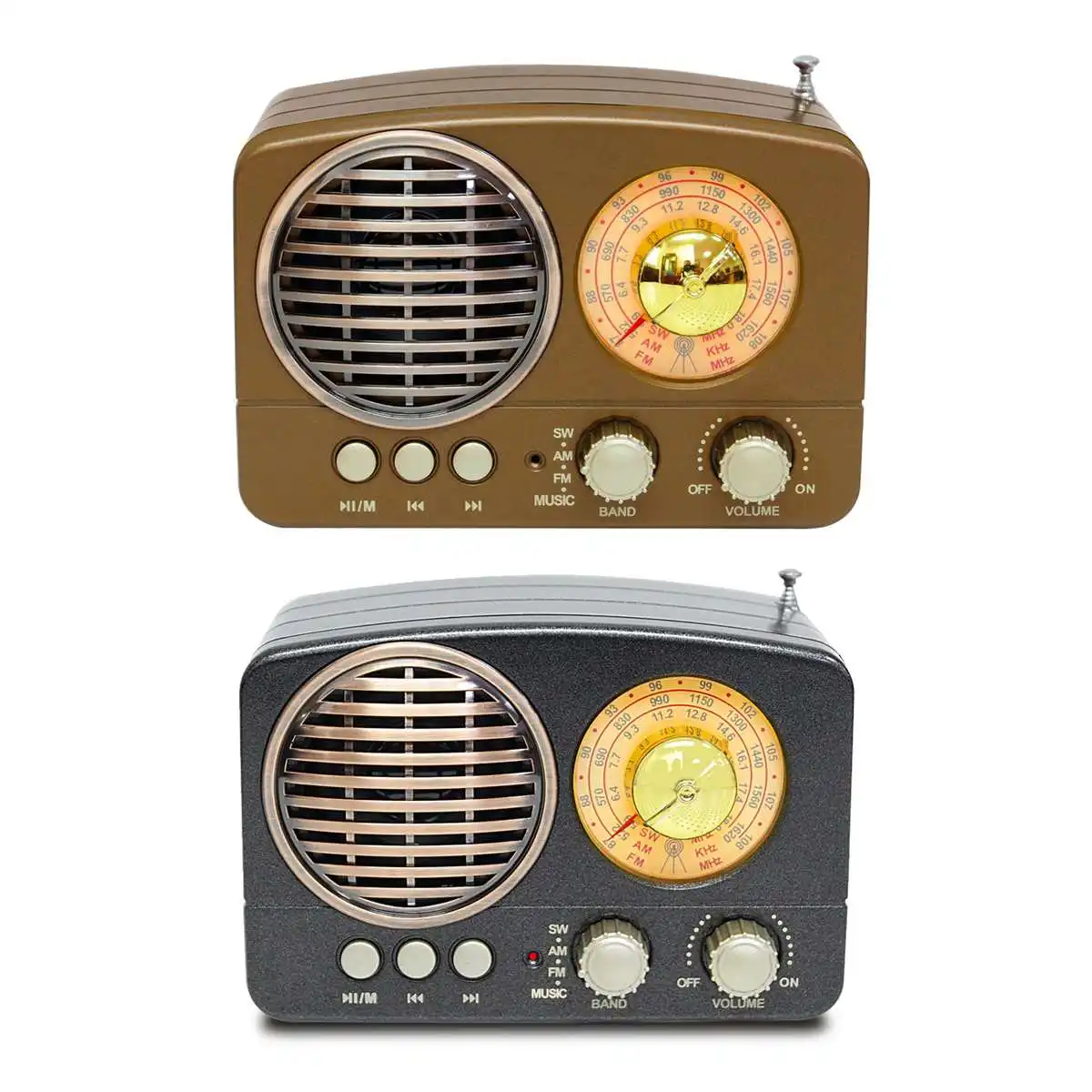Портативный ретро радио AM FM SW+ bluetooth динамик и TF слот для карты перезаряжаемый открытый 3D стерео музыка объемный автомобильный динамик s