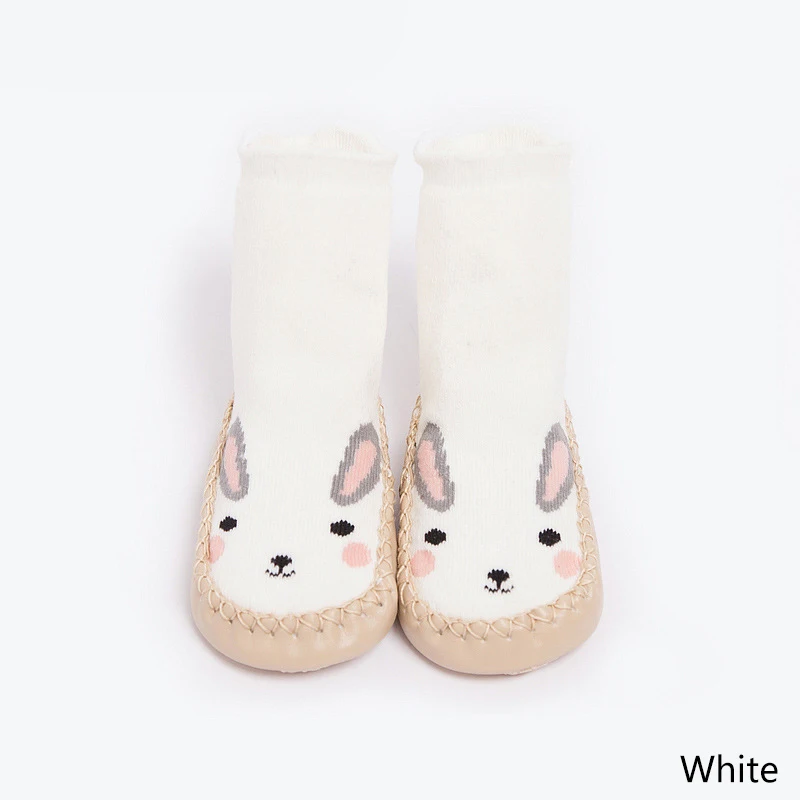 White MOLIXINYU/детские Нескользящие носки; носки для новорожденных; зимние толстые махровые хлопковые носки для маленьких девочек с резиновой подошвой для детей - Цвет: White