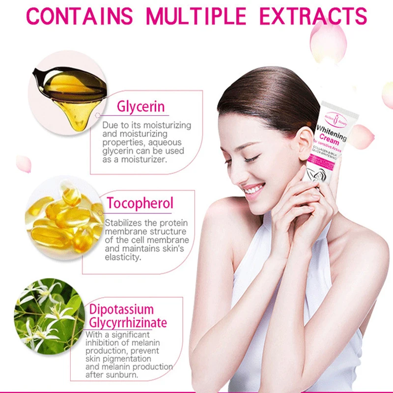 Отбеливающий крем Aichun Beauty 12 шт. для тела темной кожи подмышек коленей осветления