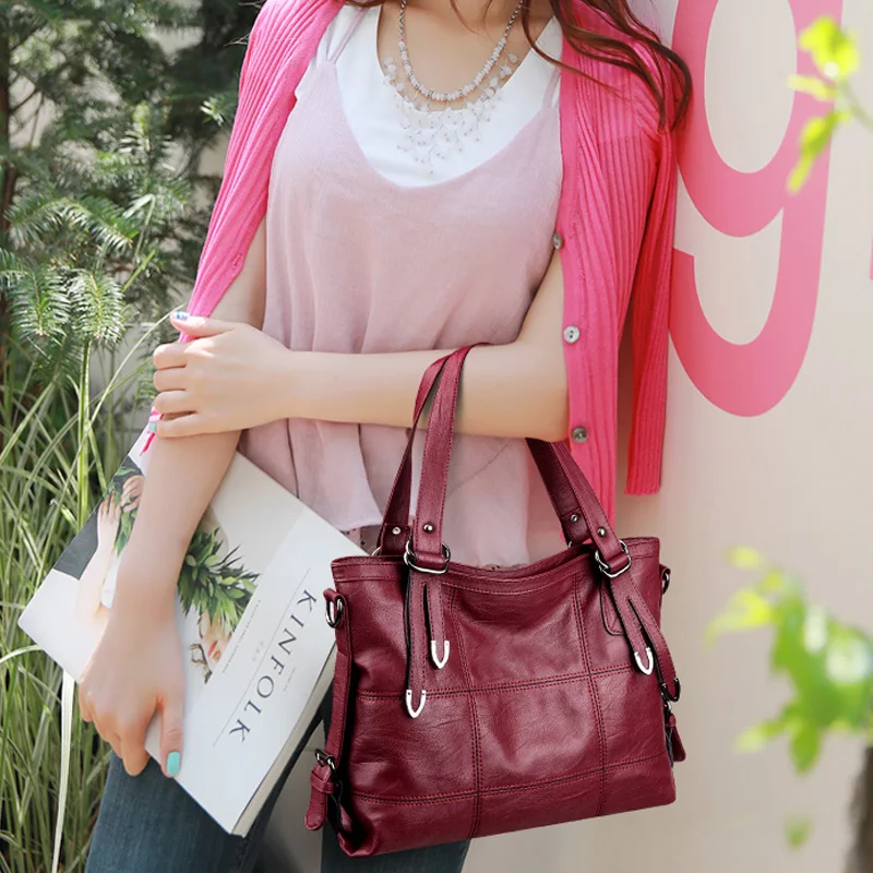 

2019 Luxury Leather Handbags Women Bags Designer Brand Famous Black Soft Leather Shoulder Bag Top-Handle Tote Bags Sac a Main