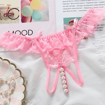 pink 2194 L'bellagiovanna трусики женское сексуальное нижнее бельё для девочек оборками Бисер стринги Девушка Прекрасный mudante в стиле "Лолита" bragas Горячая 6 видов цветов XXS-XL 2194 - Цвет: pink 2194