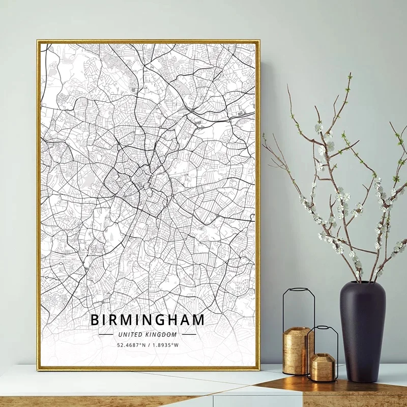 Карта города Великобритании Болтон современные городские карты белого цвета