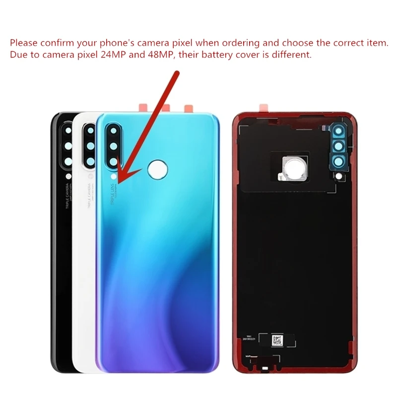 Оригинальный чехол для задней батареи Huawei Nova 4e / P30 Lite + стеклянная линза камеры