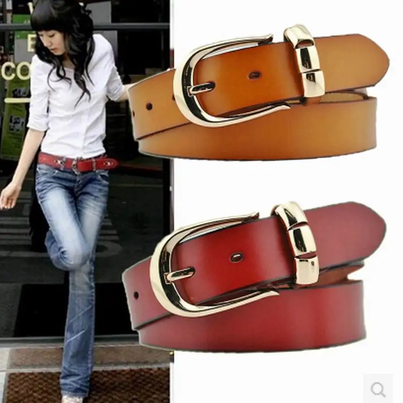 

2018 new women genuine leather belt for women jeans, western real leather womens belts with buckle free shipping