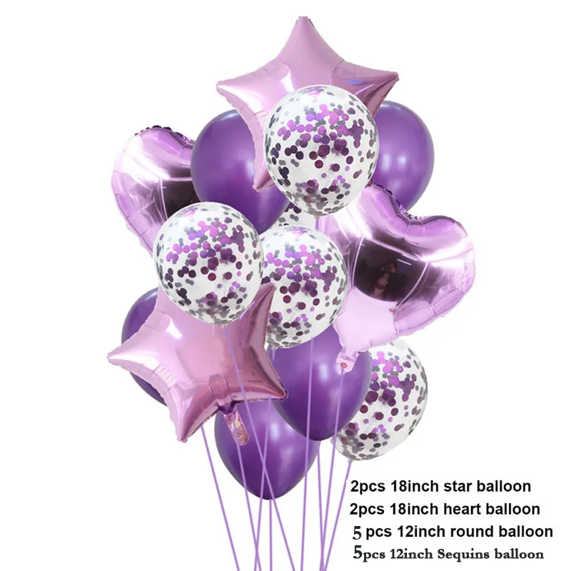 14pieces purple 14 шт., 12 дюймов, 18 дюймов, цветные воздушные шары с днем рождения, вечерние, рождественские, латексные шары, украшения, свадебные, праздничные шары - Цвет: 14pieces purple