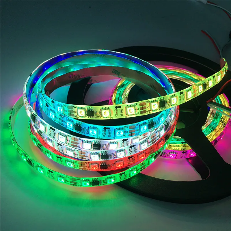 DC12V WS2811 полоса Адресуемая 5050 SMD RGB 30/60 светодиодов/м Led Смарт пикселей 2811 внешний IC 1