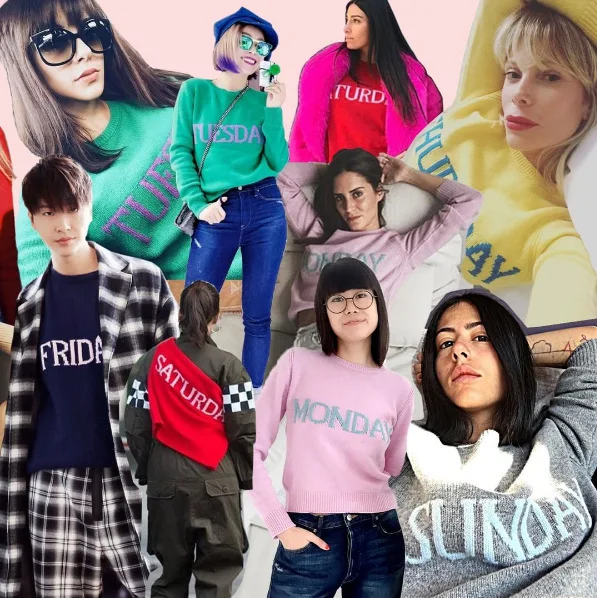 Женский джемпер с надписью Rainbow Week вязаный свитер в уличном стиле осень 2017 |