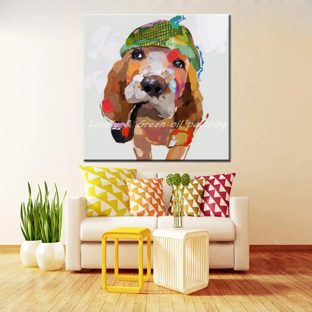 Ручная роспись Современная Абстрактная собака животное картина маслом на холсте