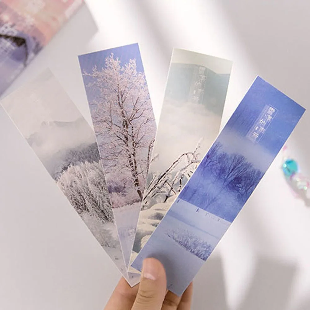 30 шт креативная зимняя снежная бумага Bookmarks для книг школьные принадлежности