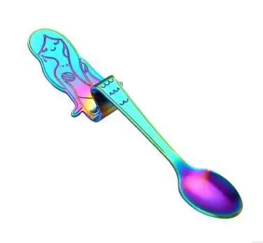 Multicolor Новинка Русалка нержавеющая сталь для ложек кофе ложка Flatware для питья для свадьбы русалка День Рождения украшения поставки - Цвет: Multicolor