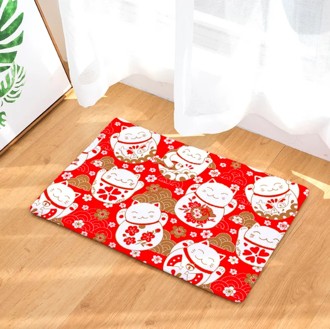 Japan Fuji Mountain Lucky Cat Doormat Bath Kitchen Carpet Decorative Anti-Slip Mat Room Car Floor Bar Rugs Door Home Decor Gift | Дом и сад