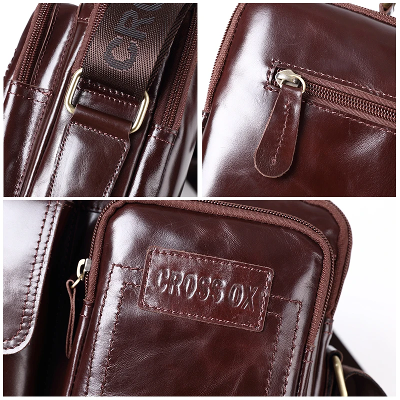 CROSS OX New Arrival Men Handbag Genuine Leather Shoulder Bag Casual Style Oil Wax Cow Functional Satchels SL426M |
