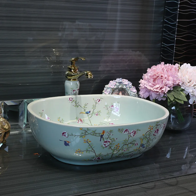 Керамическая сантехника Jingdezhen счетчик искусства раковина для ванной комнаты