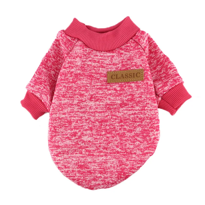 XS-2XL зима теплая одежда для собак Щенок пальто куртки мягкая Футболки для собак одноцветное Цвет щенка свитер для чихуахуа Йорки - Цвет: Fushia