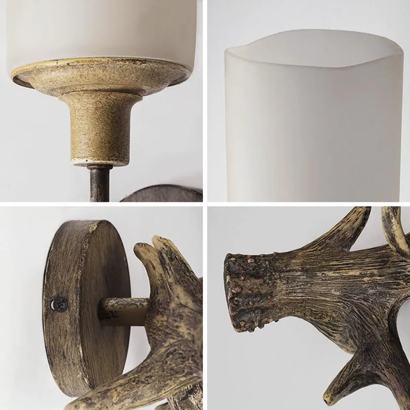 

Abajur Living Room Bedroom American Retro LED Wall Light Fixtures Bedside Resin Antlers LED Wall Lamp Restaurant Hanglamp