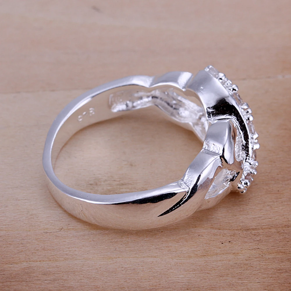 Wholesale Bow Zircon Ring Inlaid Stone Infinity Rings Fashion Silver Plated Jewelry Beautiful Gifts for Ladies Cheap | Украшения и