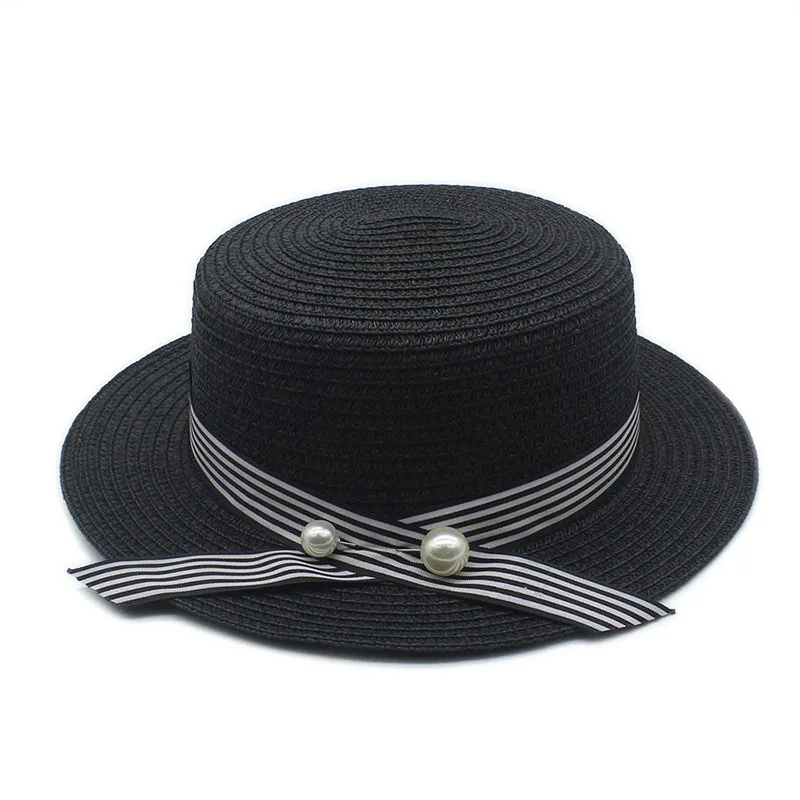 2017 модная женская соломенная шляпа на плоской подошве круглые в полоску топ для