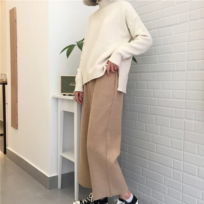 XIZIHUPAN Trousers For Women Loose Wide Leg Pants Female Elastic High Waist Office Lady Ankle Length Clothes Fashion New Tide | Женская