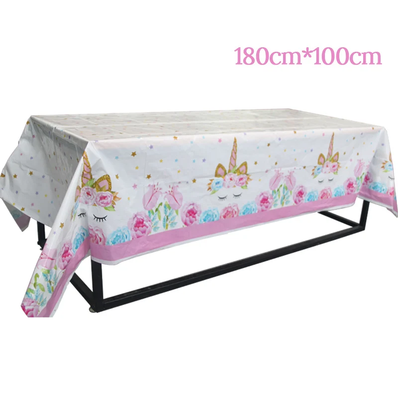Украшения для дня рождения Детские принадлежности для тематической вечеринки бумажный шарик тарелки чашка Единорог День Рождения Вечеринка bbay душ Декор - Цвет: 1pcs tablecloth