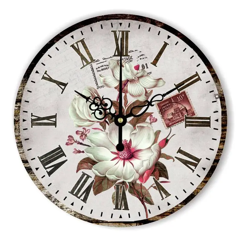 Бренд красивые цветы декоративные настенные часы с молчаливого 12888 движение