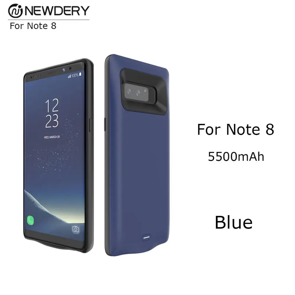 Blue NT8 5500Ah NEWDERY Внешняя резервная батарея зарядное устройство чехол для Samsung Note 8 5500 мАч ультра тонкий мощность Чехол для Note 8 красочные высокой емкости - Цвет: Blue NT8 5500Ah