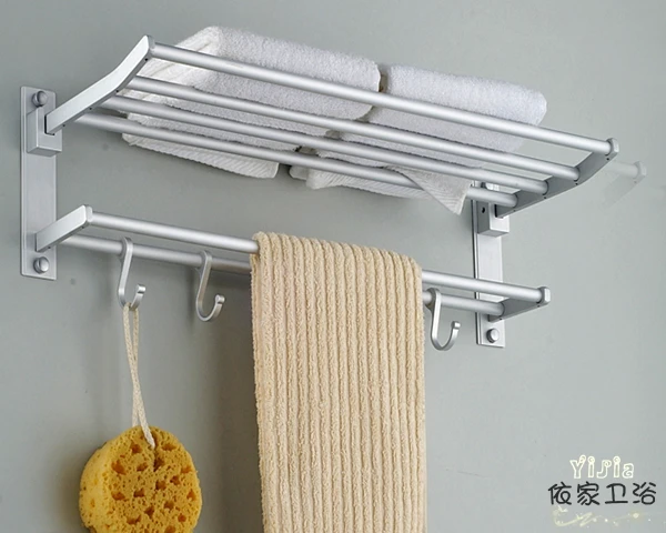 aluminum bathroom double deck towel holder rack shelf corner hardware | Дом и сад