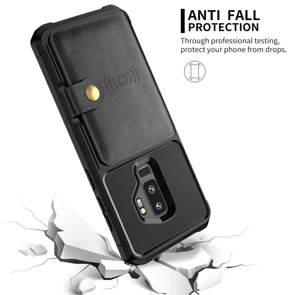 WEFOR PU Leather Case For Samsung Galaxy S9 S9 Plus Retro Flip Phone Cases For Samsung Galaxy Note 9 Card Holders Cover