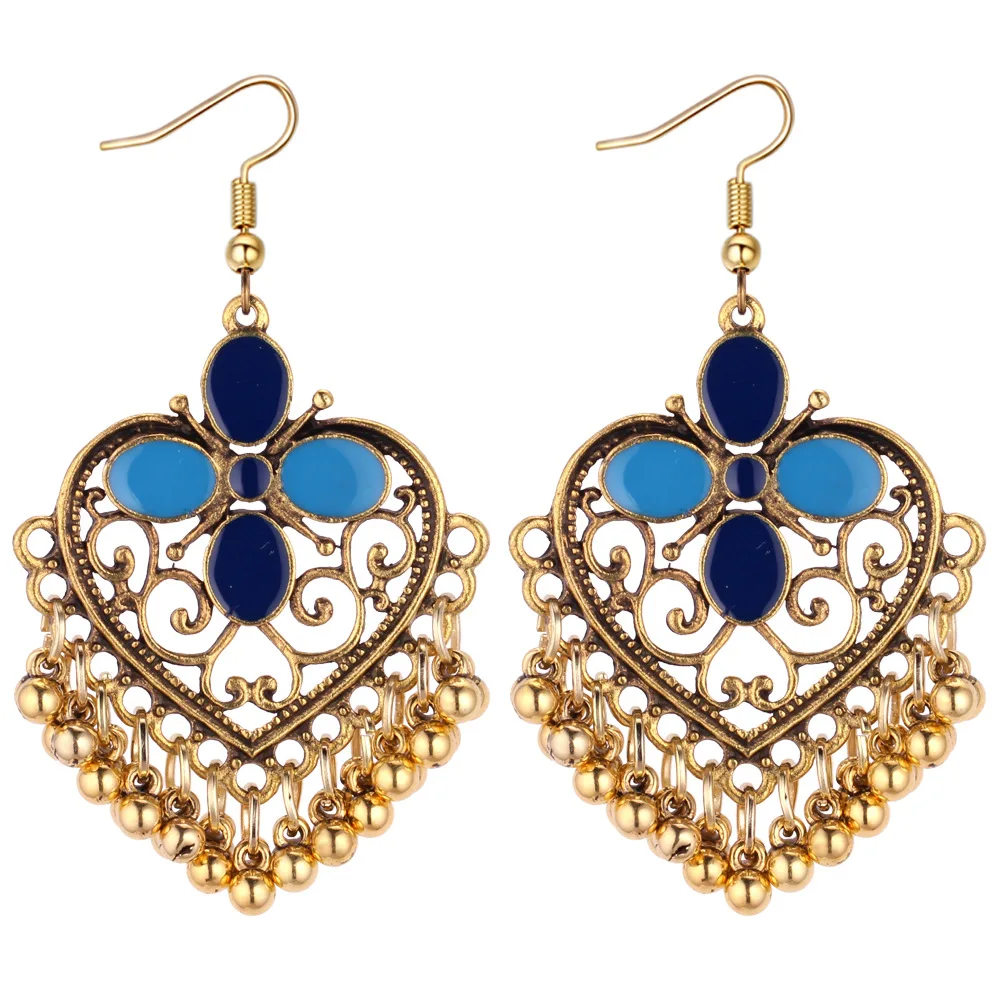 Панк геометрические золотые полые подвесное сердечко серьги винтажные