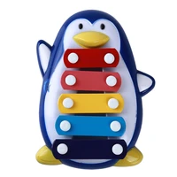 kids rainbow plastic 5 note cartoon penguin xylophone glockenspiel hand knock piano musical percussion instrument wisdom toys