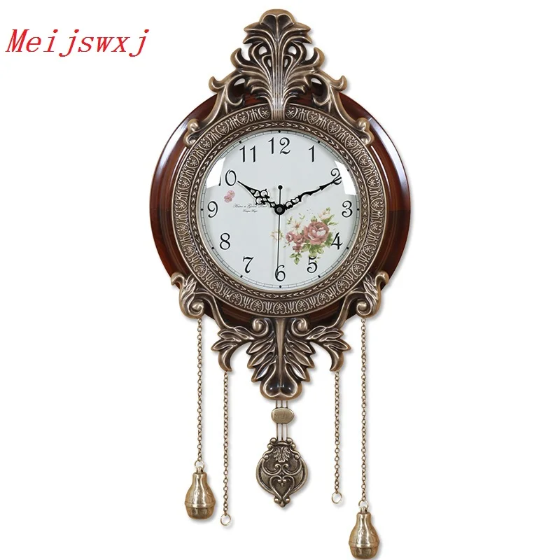 Большие настенные часы Meijswxj в европейском стиле бесшумные из дерева|large wall clock|wall